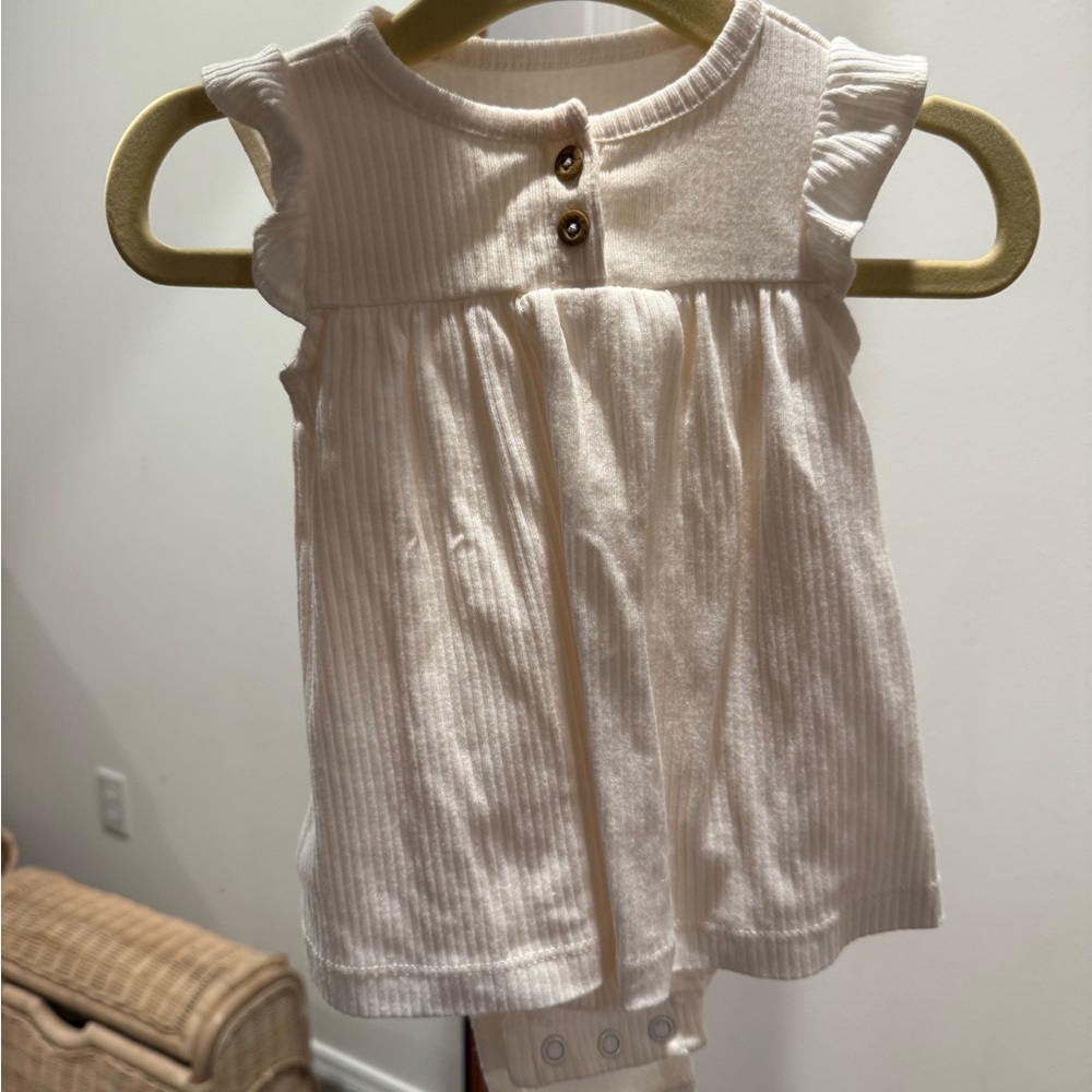 White Baby Dress with Button Detail